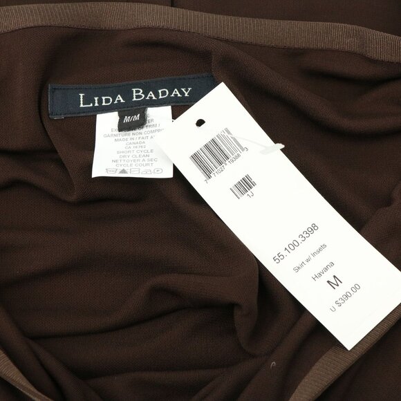 NWT Lida Baday Knee Length Skirt w/ Insets Havana Brown M $390 - Picture 6 of 6